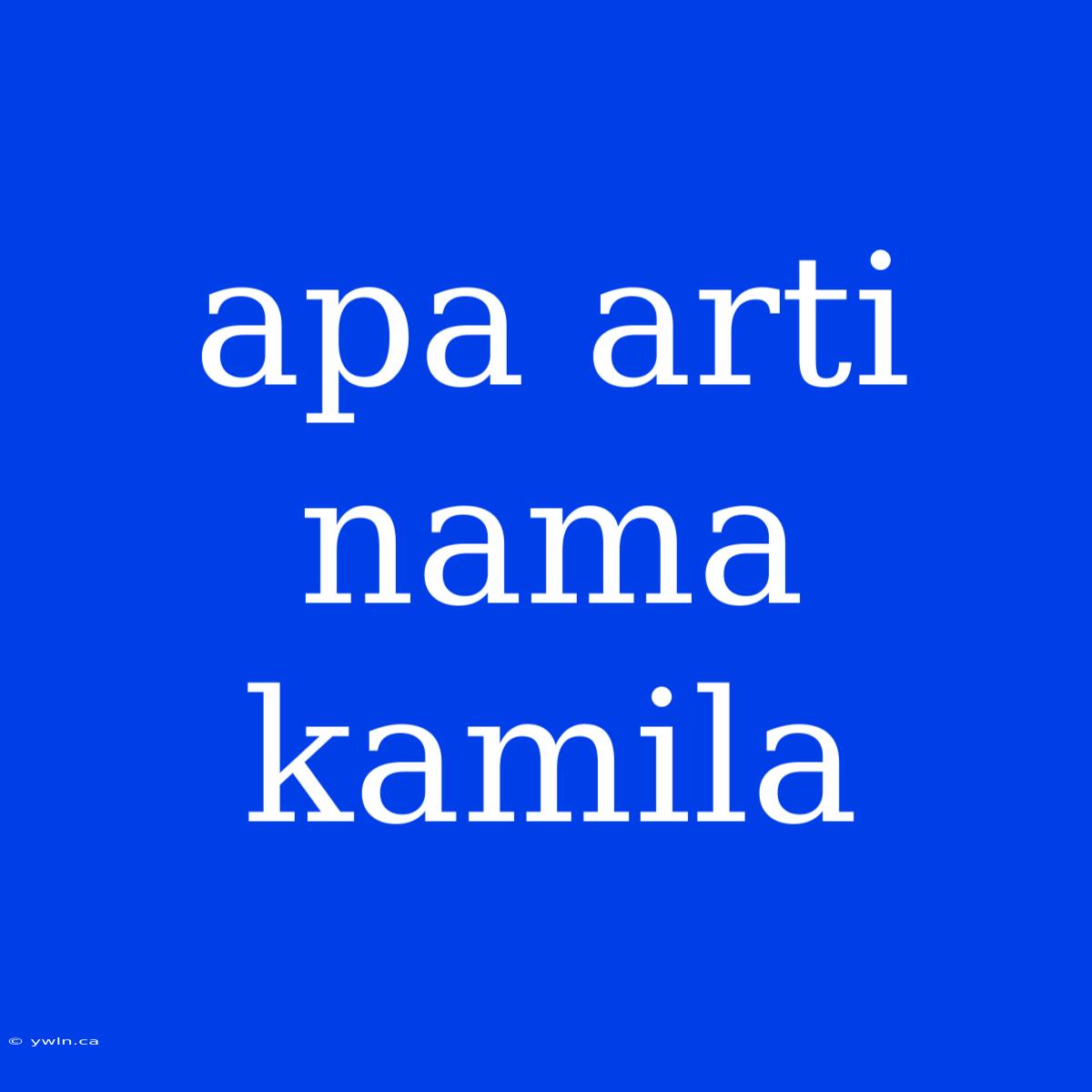 Apa Arti Nama Kamila