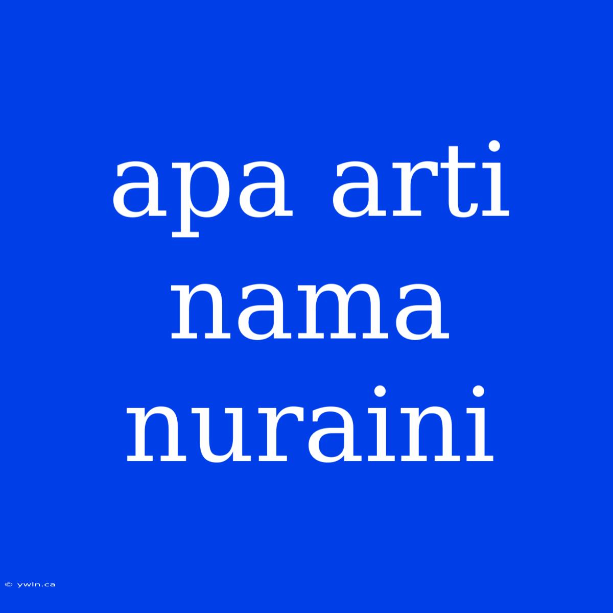 Apa Arti Nama Nuraini