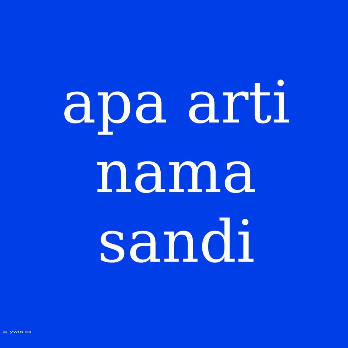 Apa Arti Nama Sandi