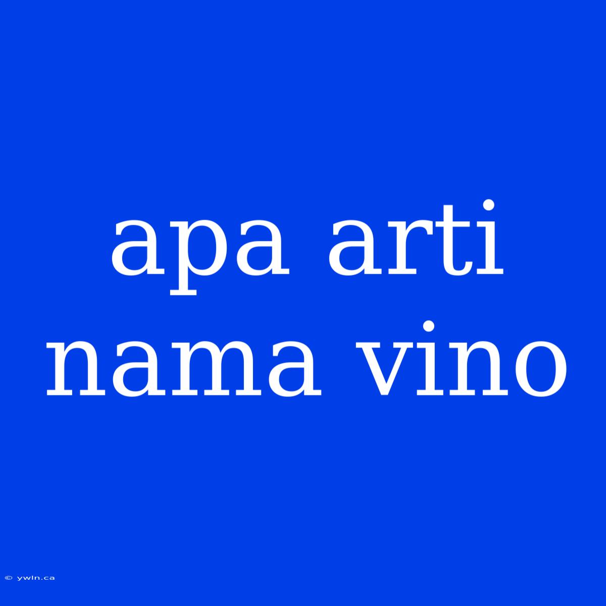 Apa Arti Nama Vino