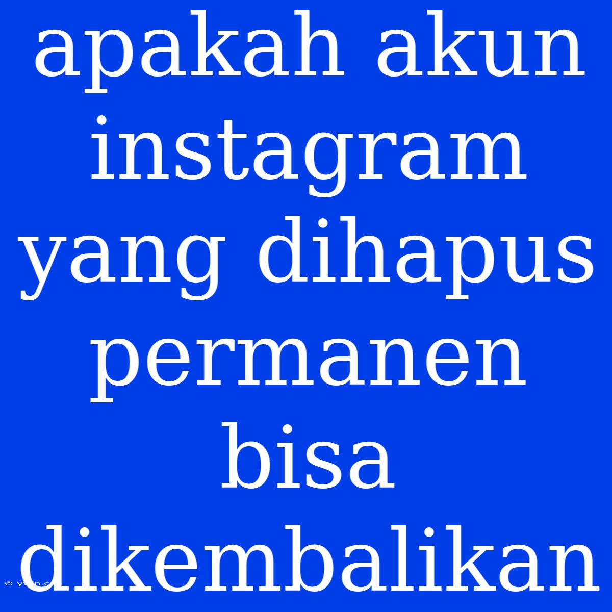 Apakah Akun Instagram Yang Dihapus Permanen Bisa Dikembalikan