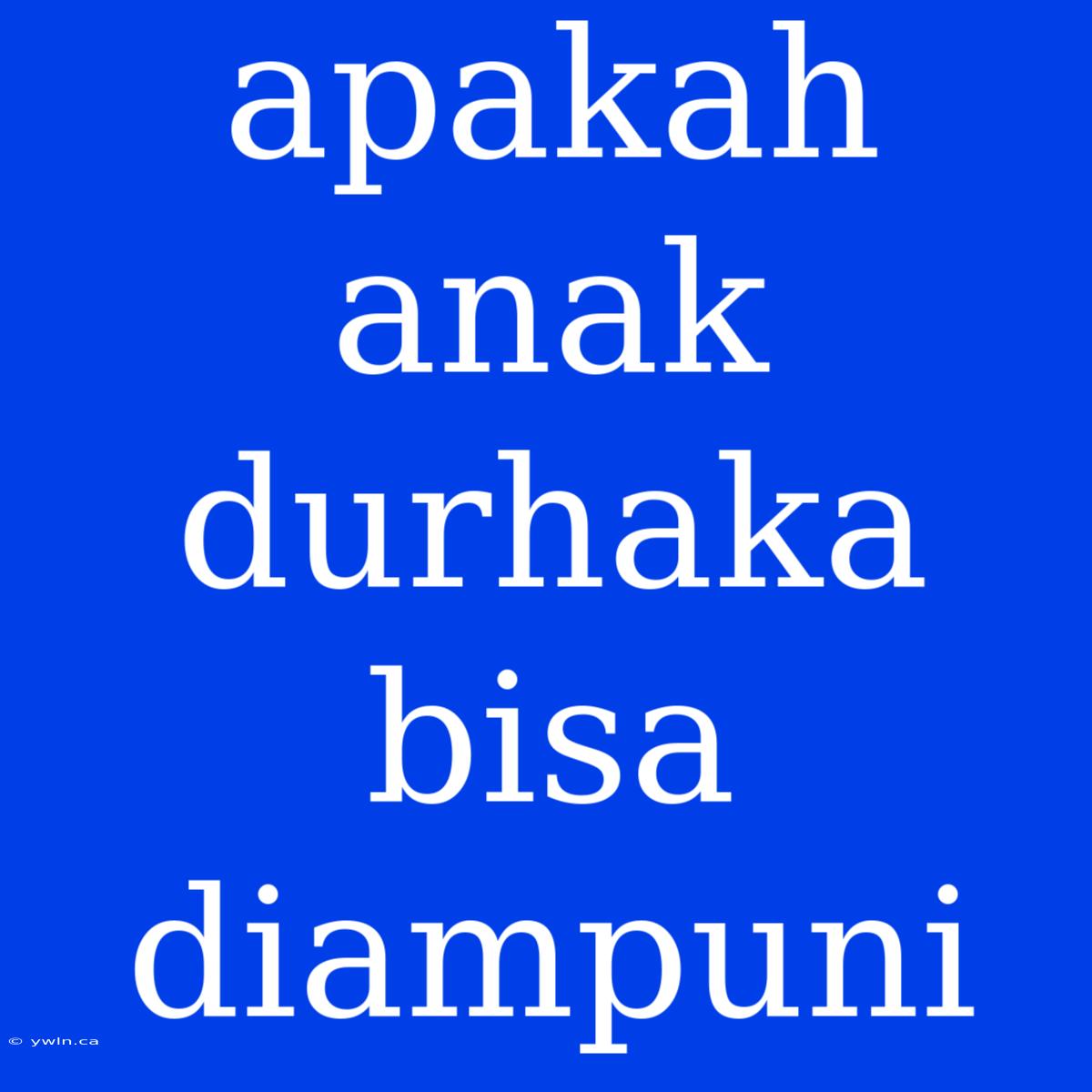 Apakah Anak Durhaka Bisa Diampuni