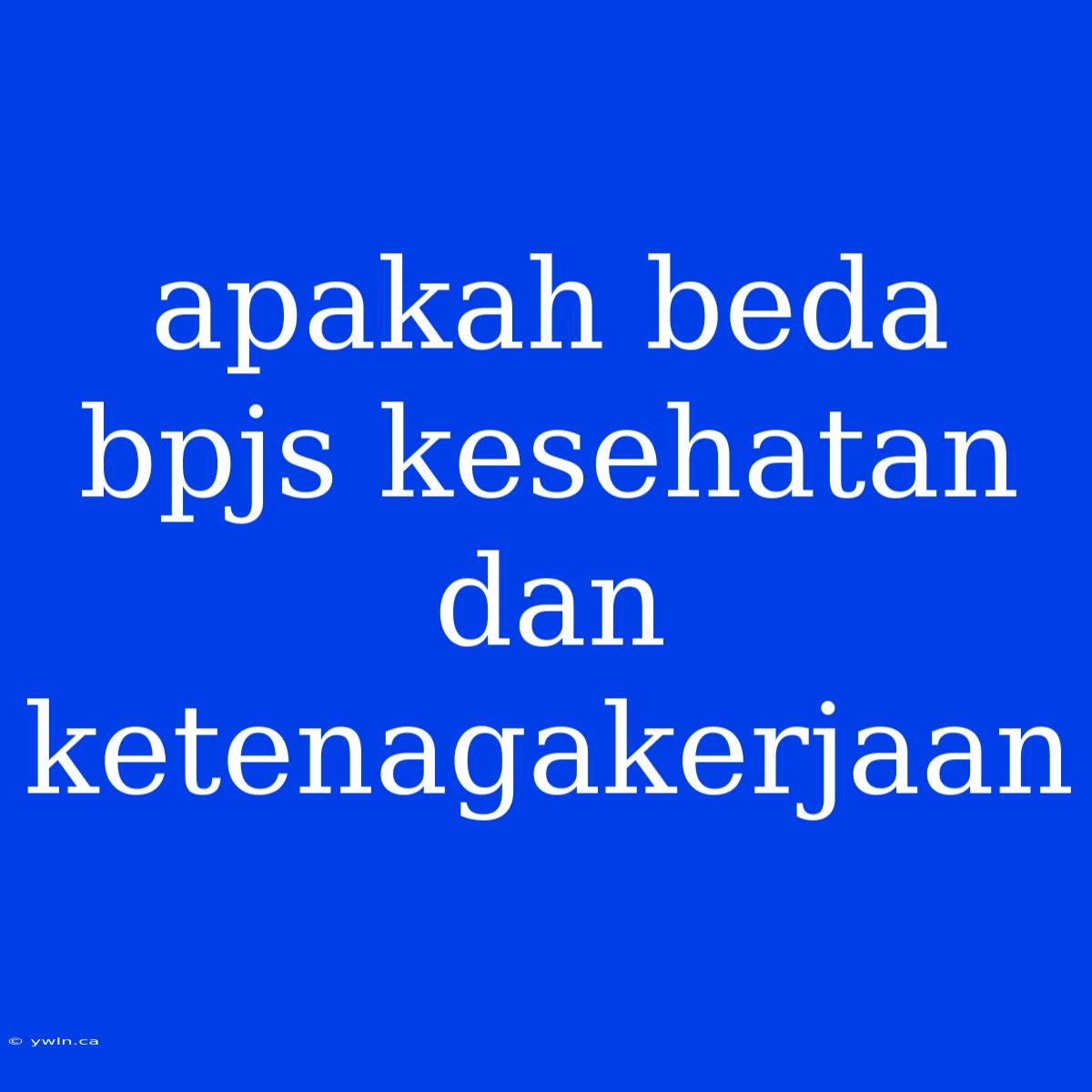 Apakah Beda Bpjs Kesehatan Dan Ketenagakerjaan