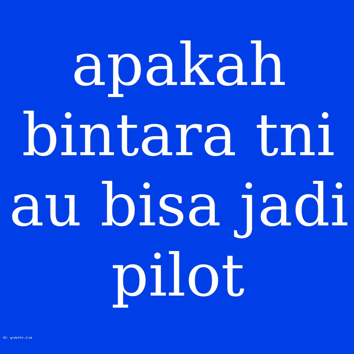 Apakah Bintara Tni Au Bisa Jadi Pilot