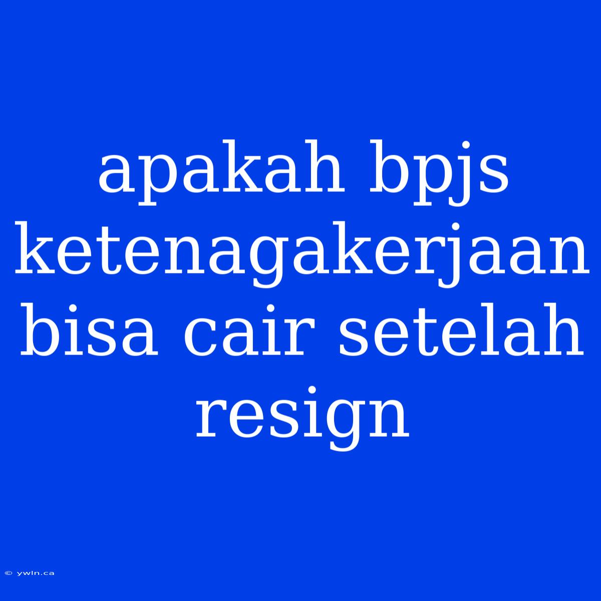 Apakah Bpjs Ketenagakerjaan Bisa Cair Setelah Resign