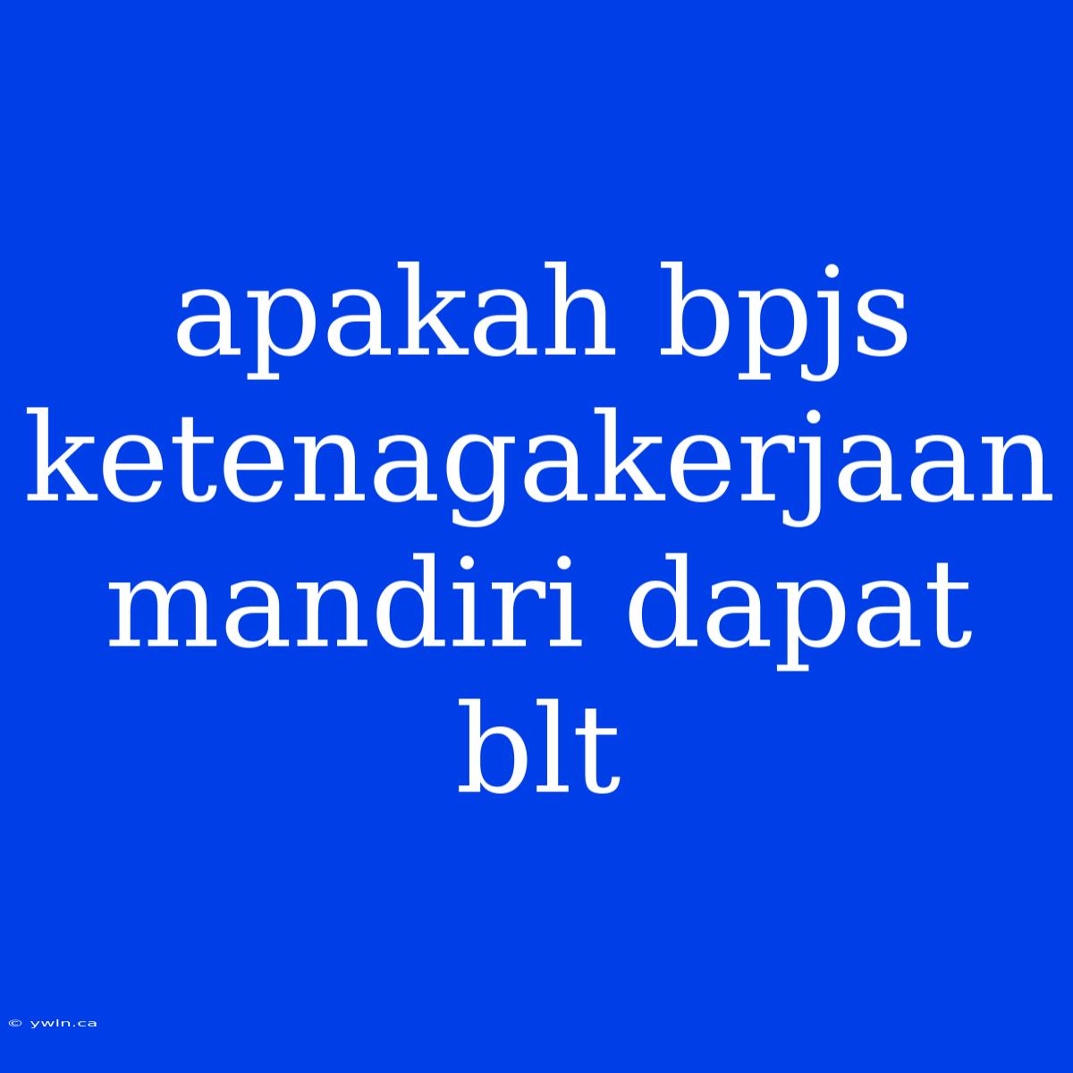 Apakah Bpjs Ketenagakerjaan Mandiri Dapat Blt