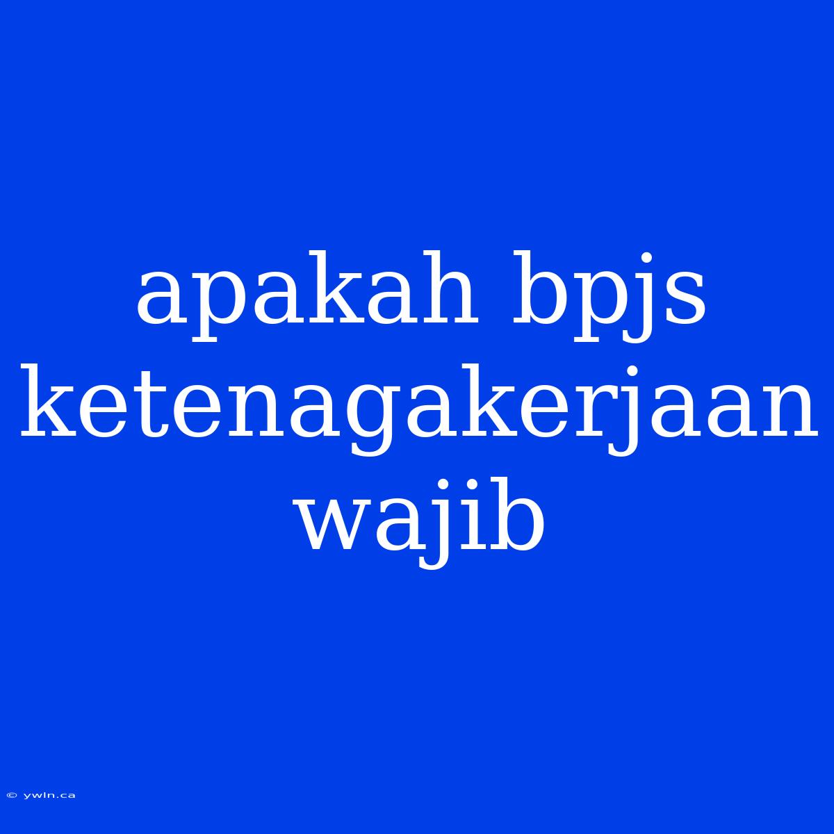 Apakah Bpjs Ketenagakerjaan Wajib