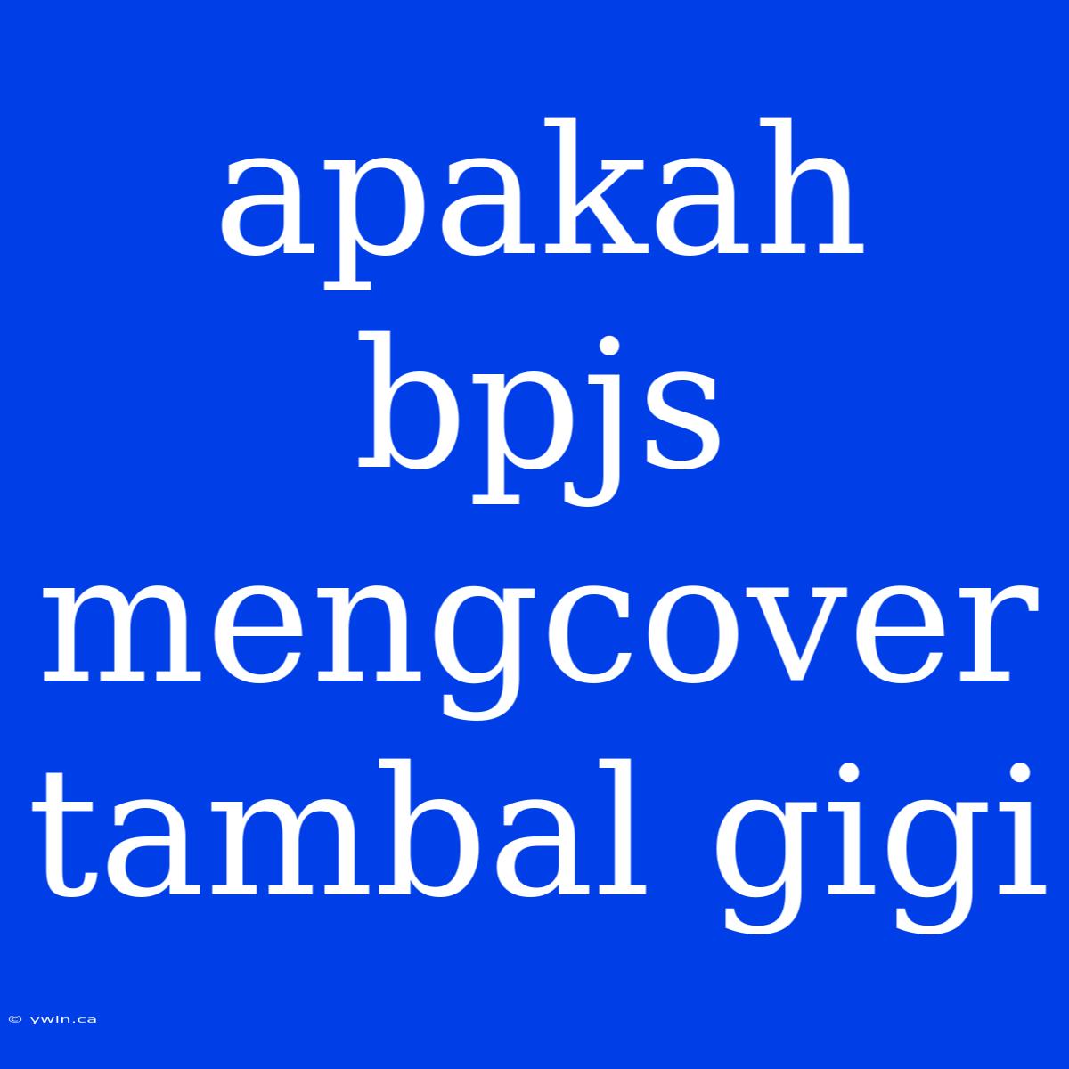 Apakah Bpjs Mengcover Tambal Gigi