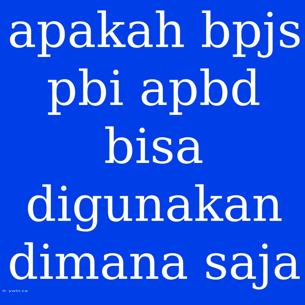 Apakah Bpjs Pbi Apbd Bisa Digunakan Dimana Saja