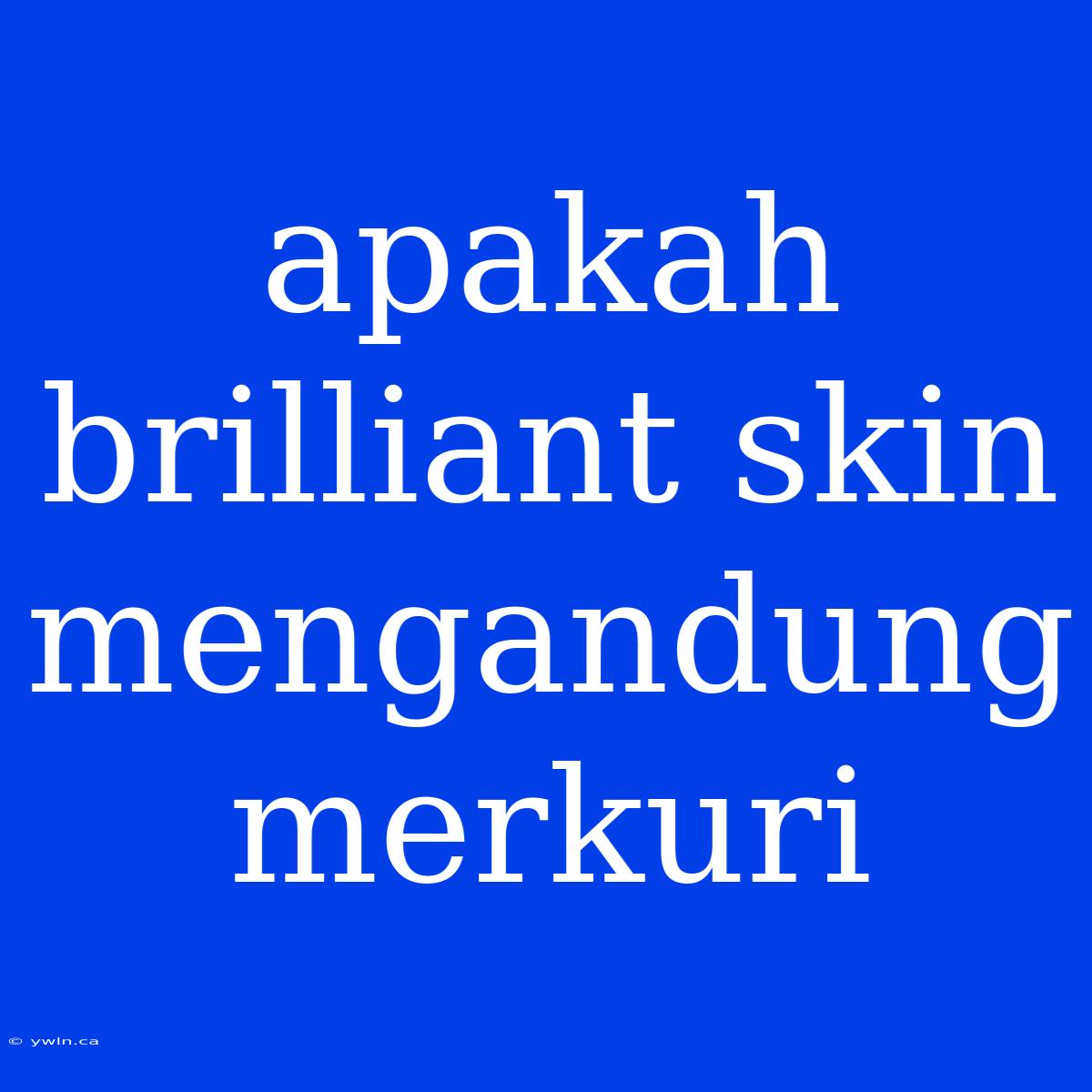 Apakah Brilliant Skin Mengandung Merkuri