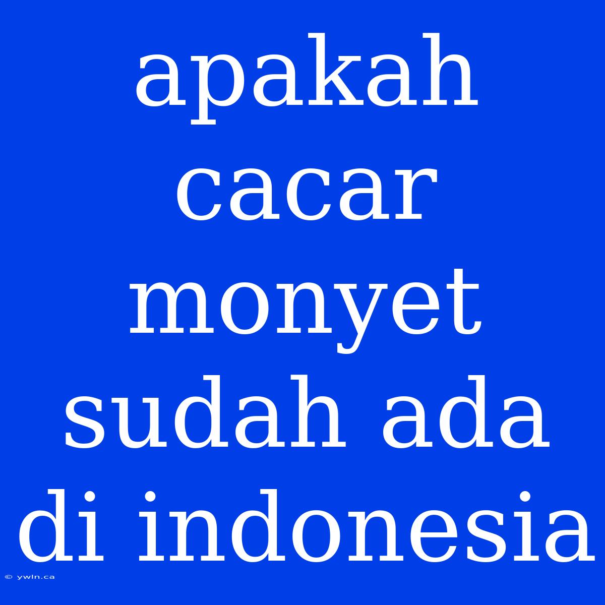 Apakah Cacar Monyet Sudah Ada Di Indonesia