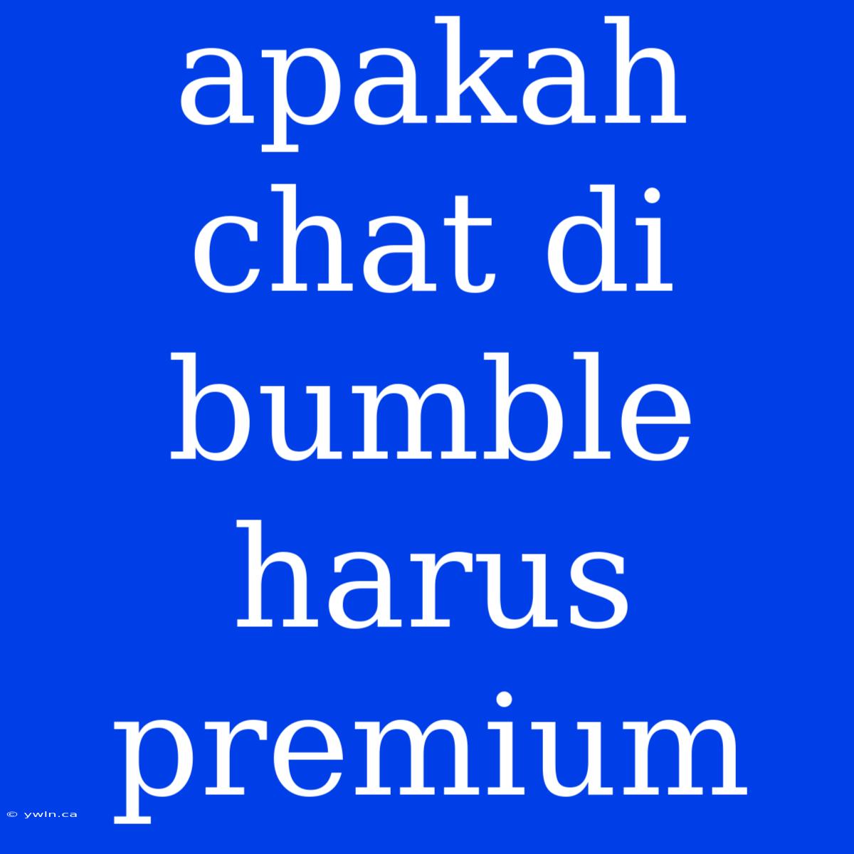 Apakah Chat Di Bumble Harus Premium