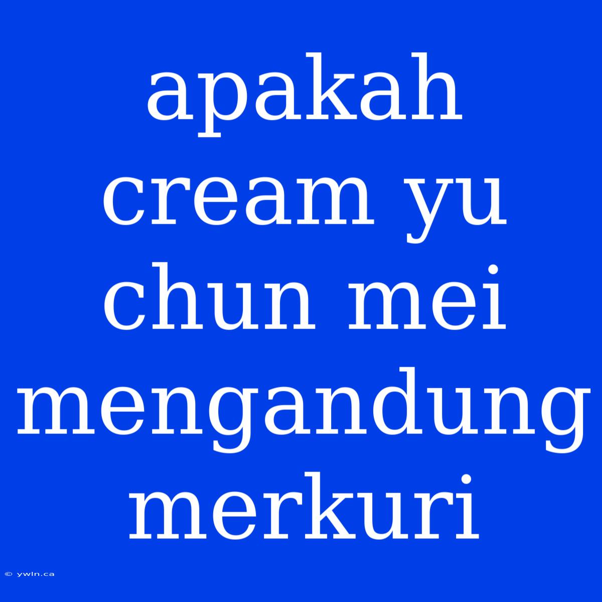 Apakah Cream Yu Chun Mei Mengandung Merkuri