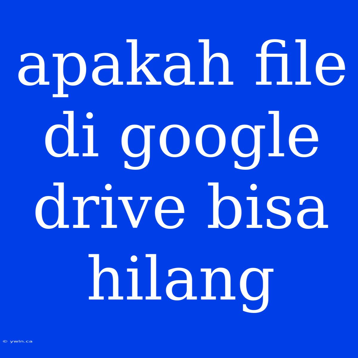 Apakah File Di Google Drive Bisa Hilang