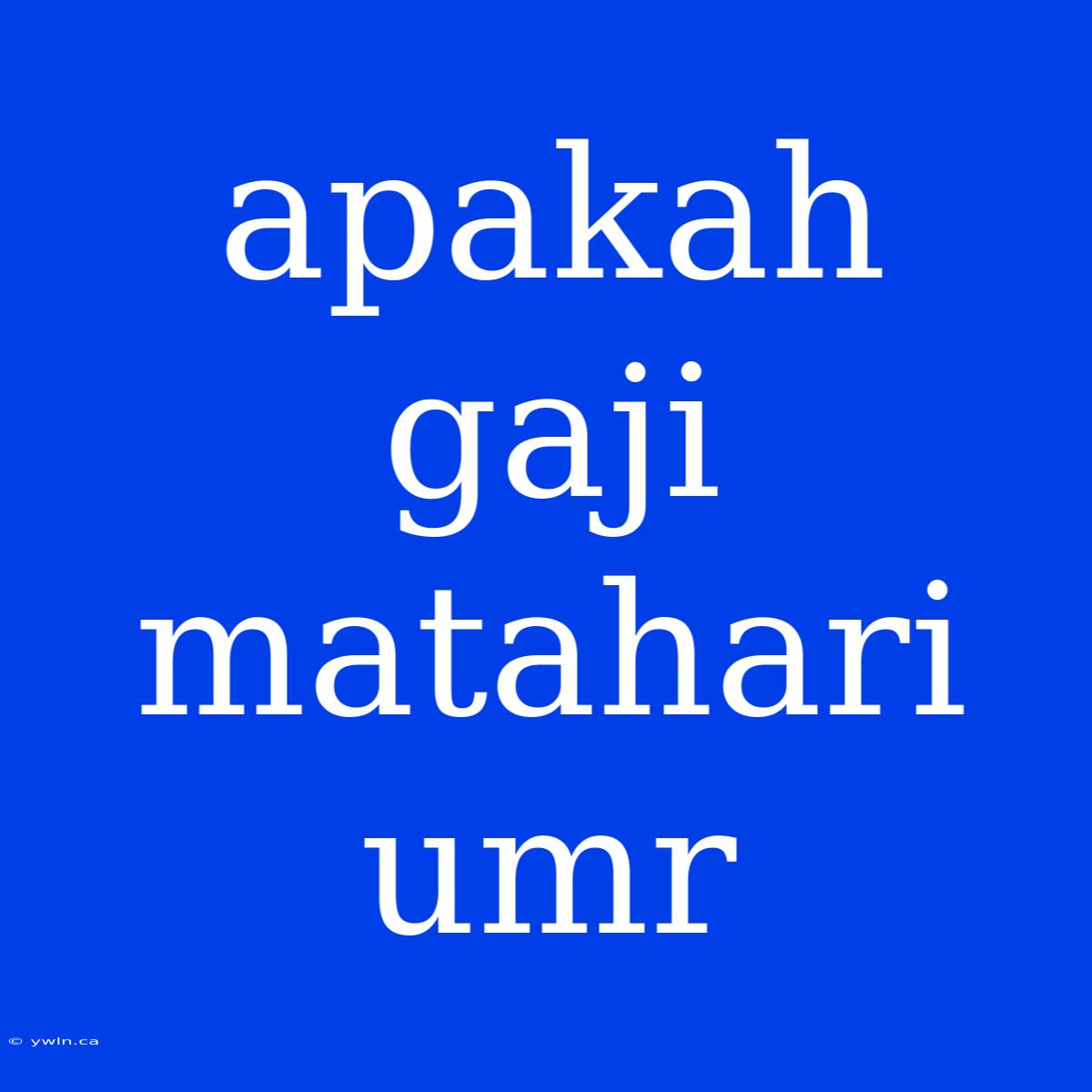 Apakah Gaji Matahari Umr