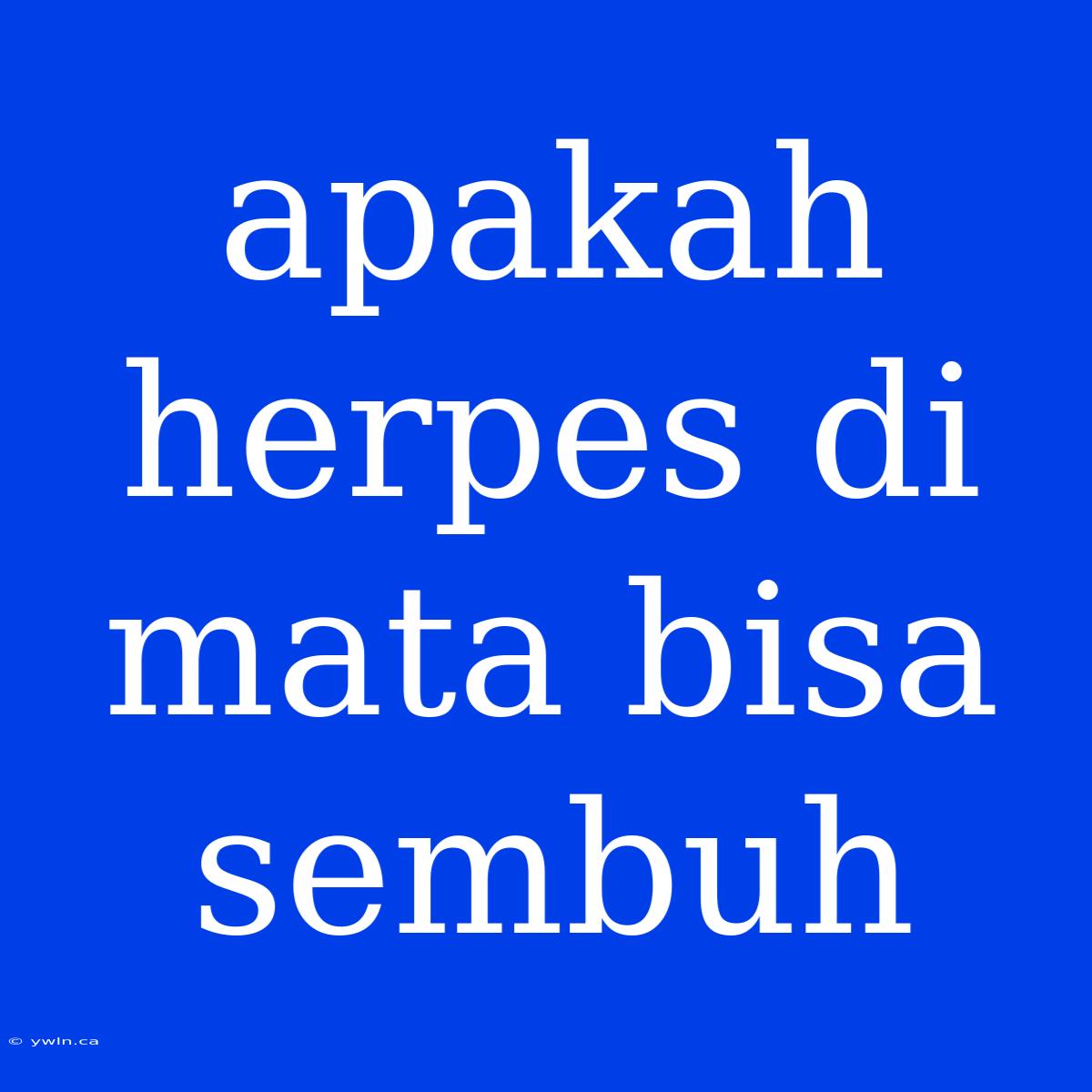 Apakah Herpes Di Mata Bisa Sembuh