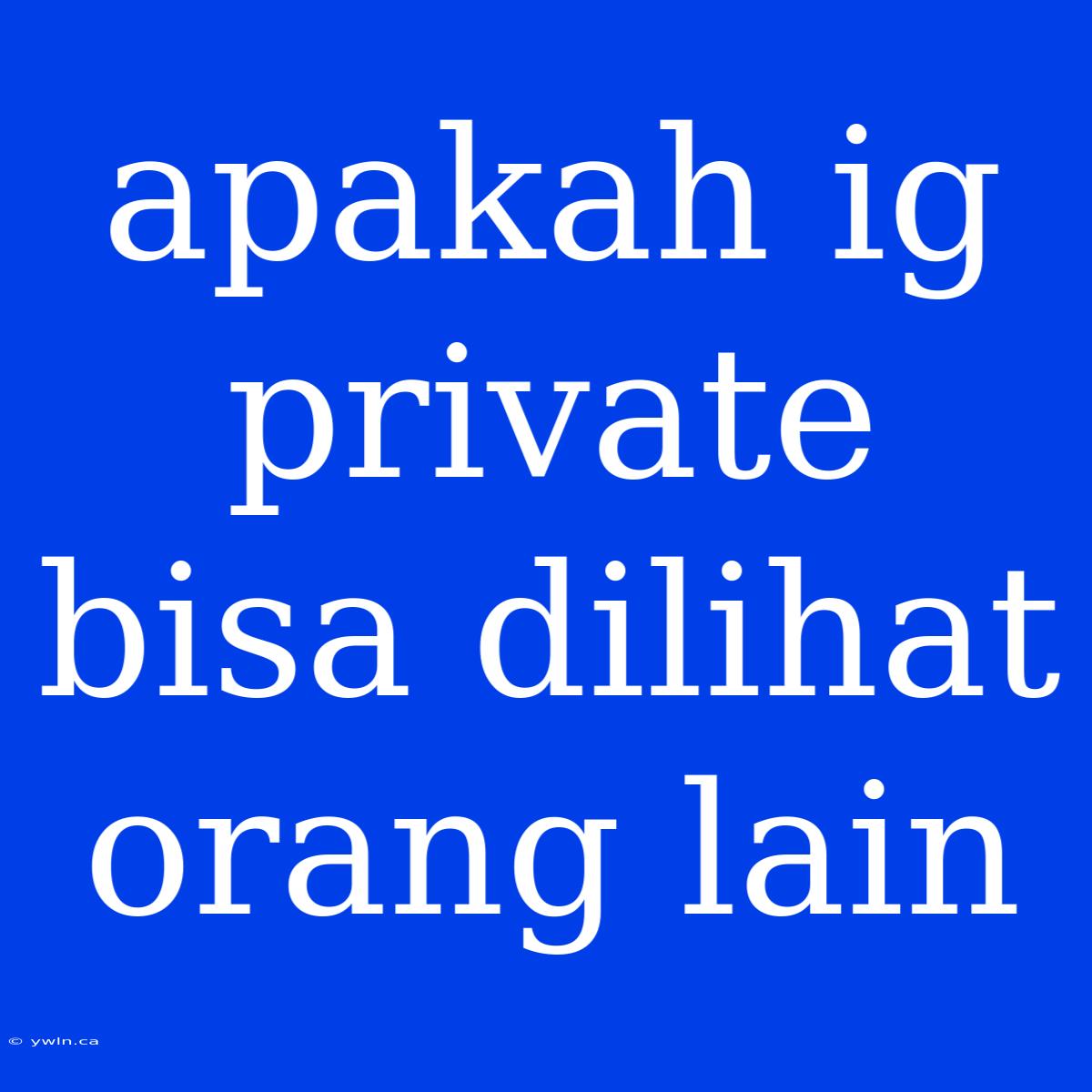 Apakah Ig Private Bisa Dilihat Orang Lain