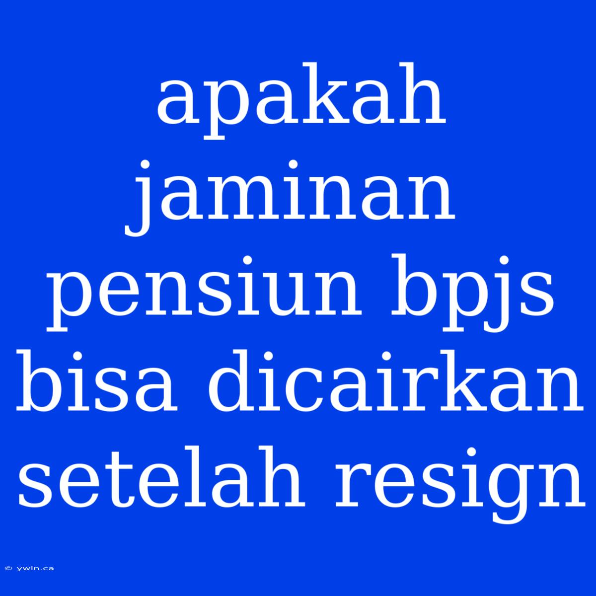 Apakah Jaminan Pensiun Bpjs Bisa Dicairkan Setelah Resign