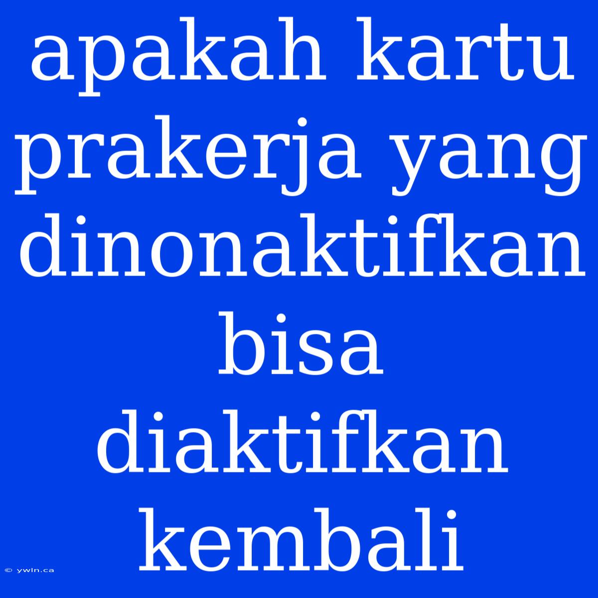 Apakah Kartu Prakerja Yang Dinonaktifkan Bisa Diaktifkan Kembali