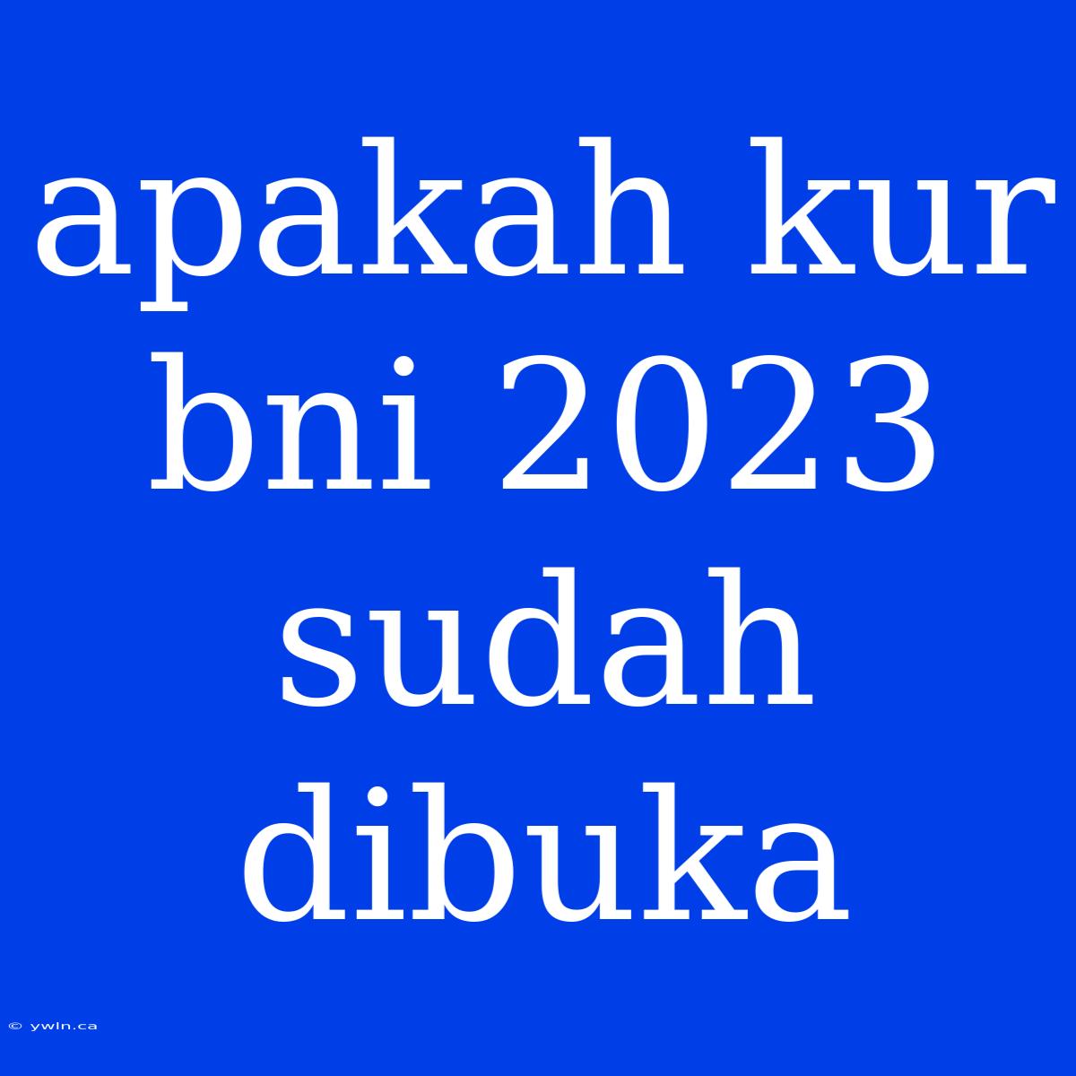 Apakah Kur Bni 2023 Sudah Dibuka