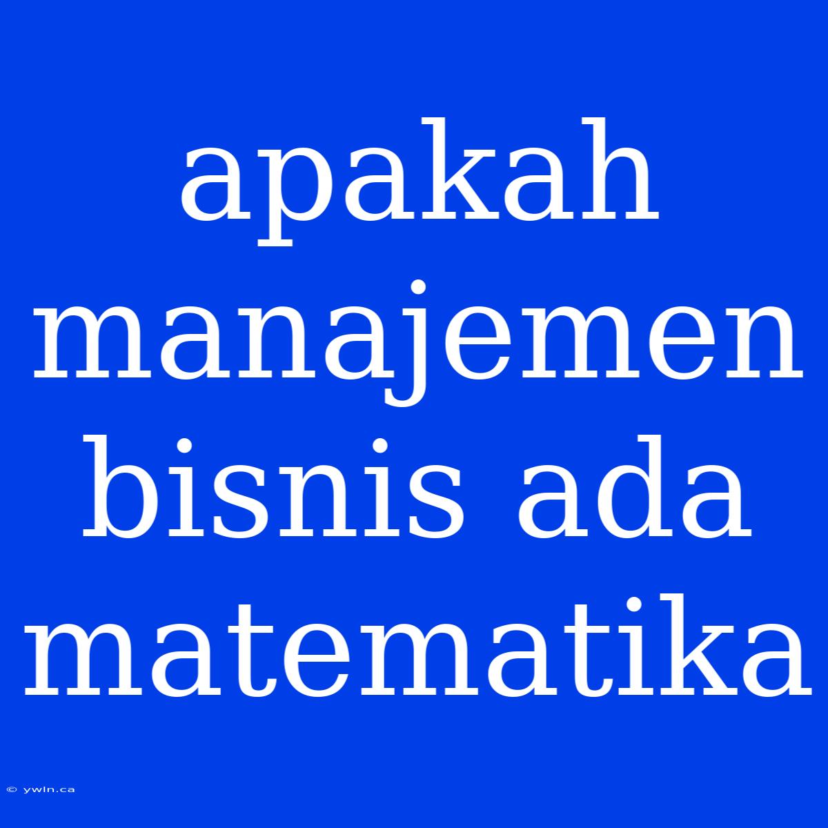 Apakah Manajemen Bisnis Ada Matematika