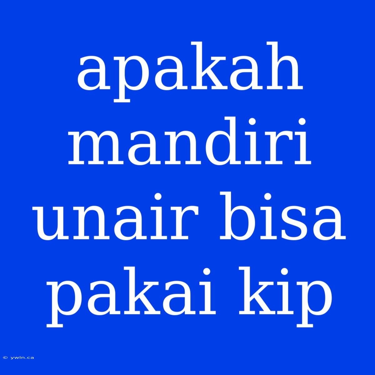 Apakah Mandiri Unair Bisa Pakai Kip