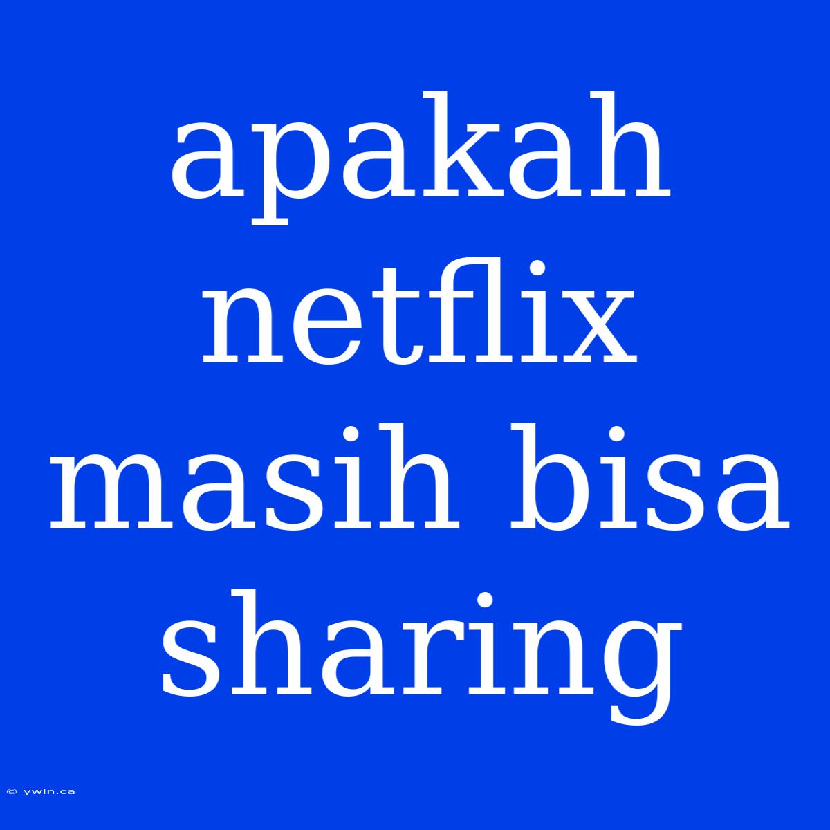 Apakah Netflix Masih Bisa Sharing