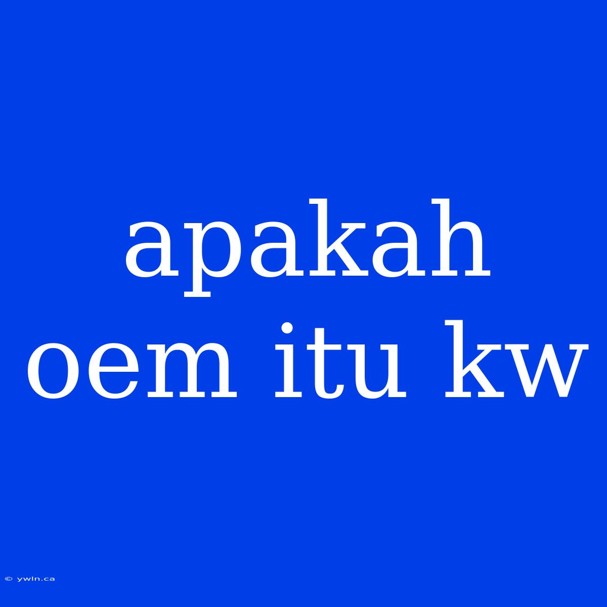 Apakah Oem Itu Kw