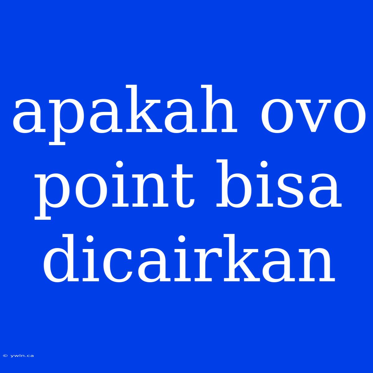 Apakah Ovo Point Bisa Dicairkan