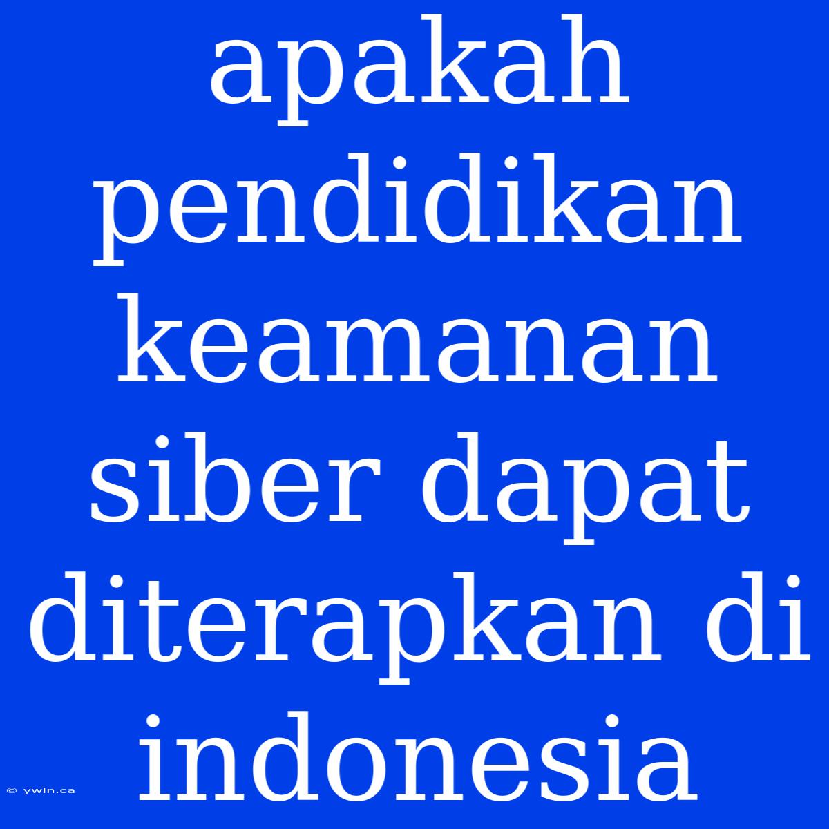 Apakah Pendidikan Keamanan Siber Dapat Diterapkan Di Indonesia