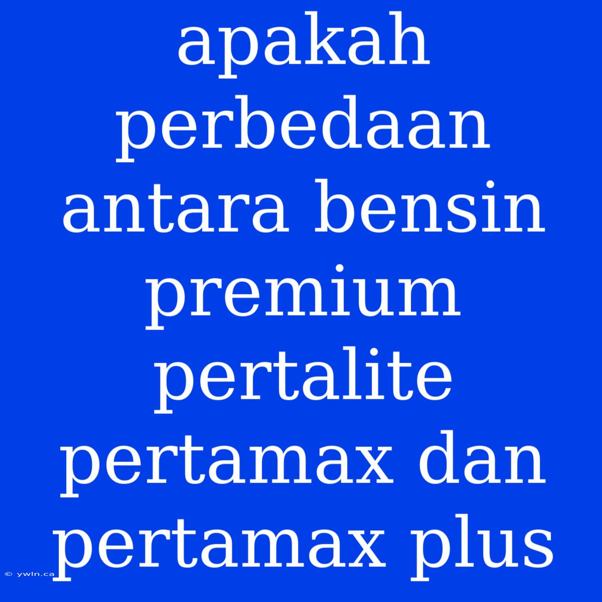 Apakah Perbedaan Antara Bensin Premium Pertalite Pertamax Dan Pertamax Plus