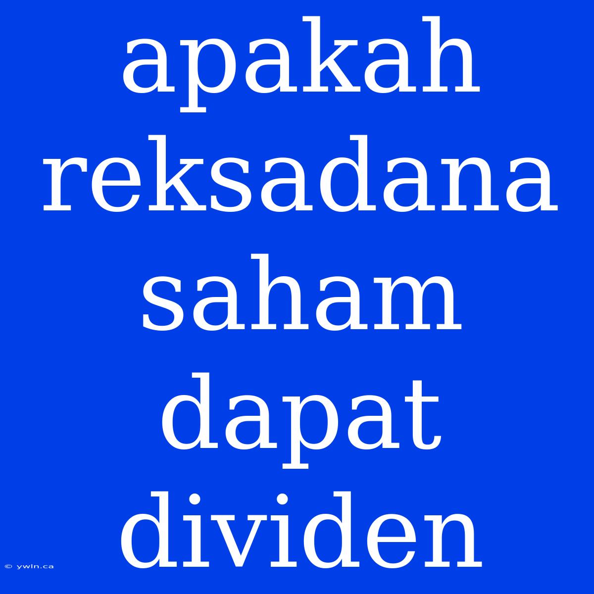 Apakah Reksadana Saham Dapat Dividen