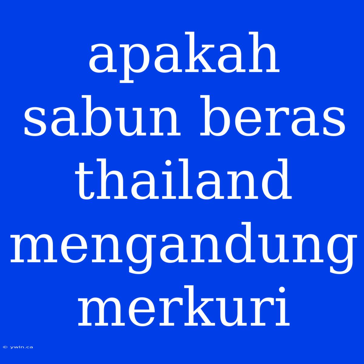 Apakah Sabun Beras Thailand Mengandung Merkuri