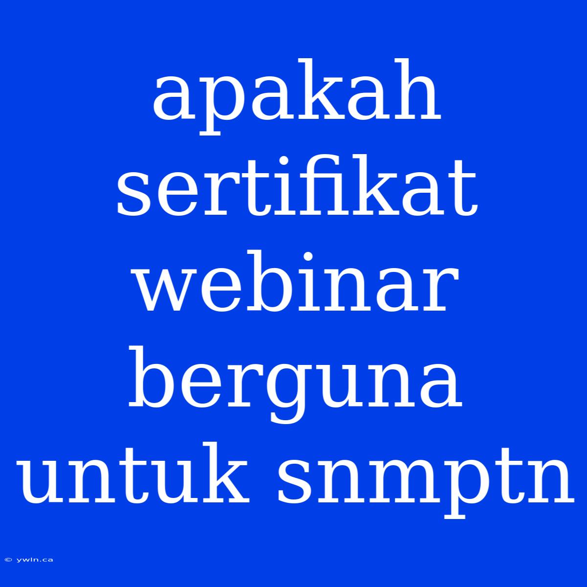 Apakah Sertifikat Webinar Berguna Untuk Snmptn