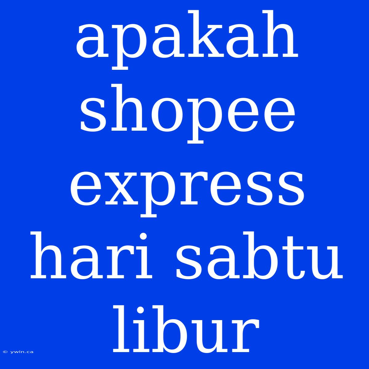 Apakah Shopee Express Hari Sabtu Libur