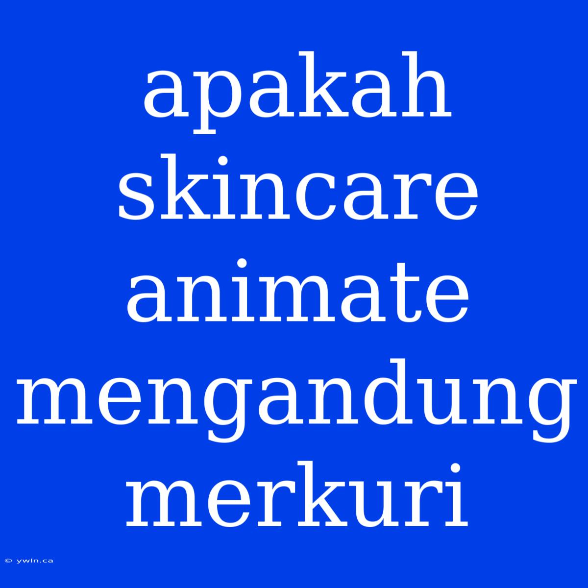 Apakah Skincare Animate Mengandung Merkuri