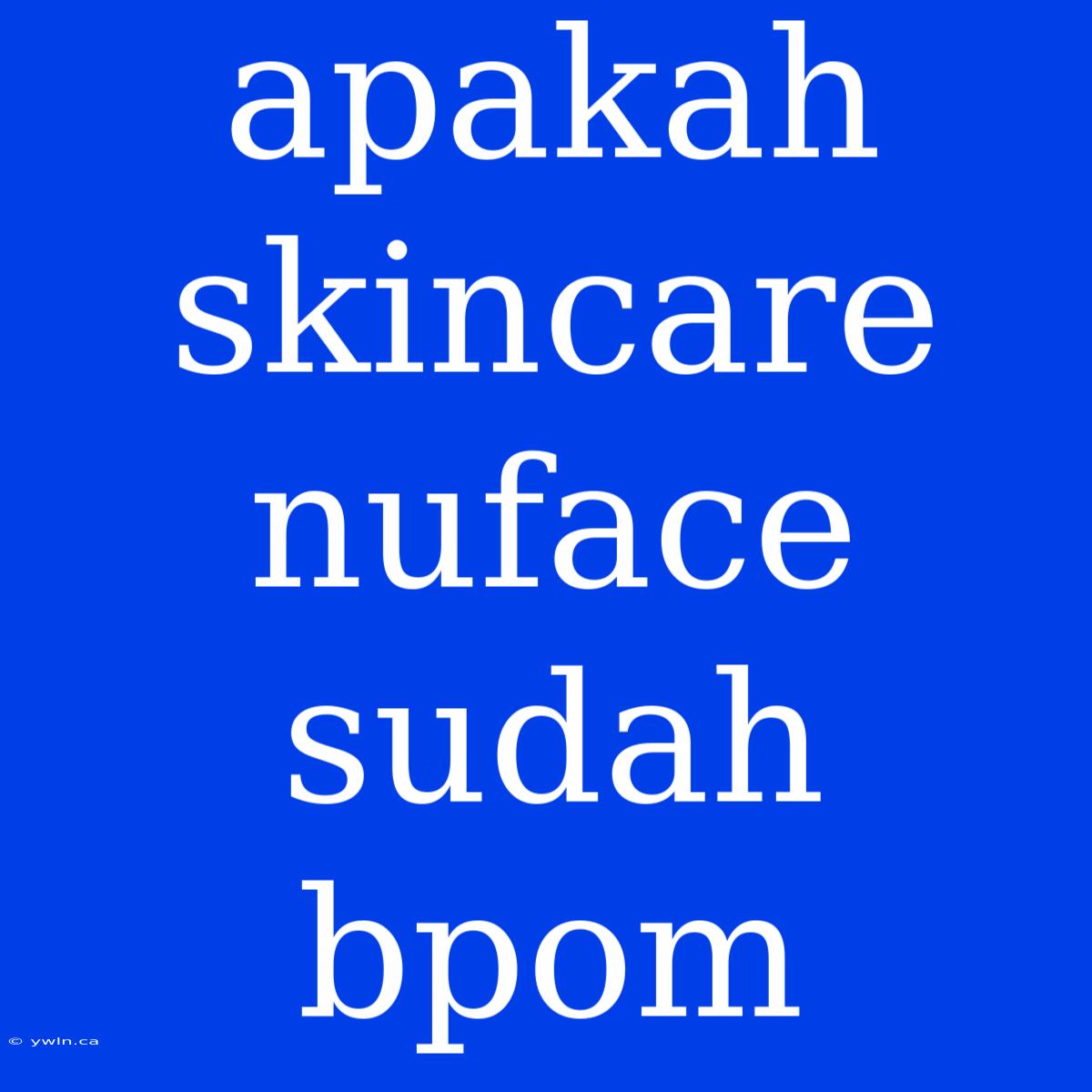 Apakah Skincare Nuface Sudah Bpom