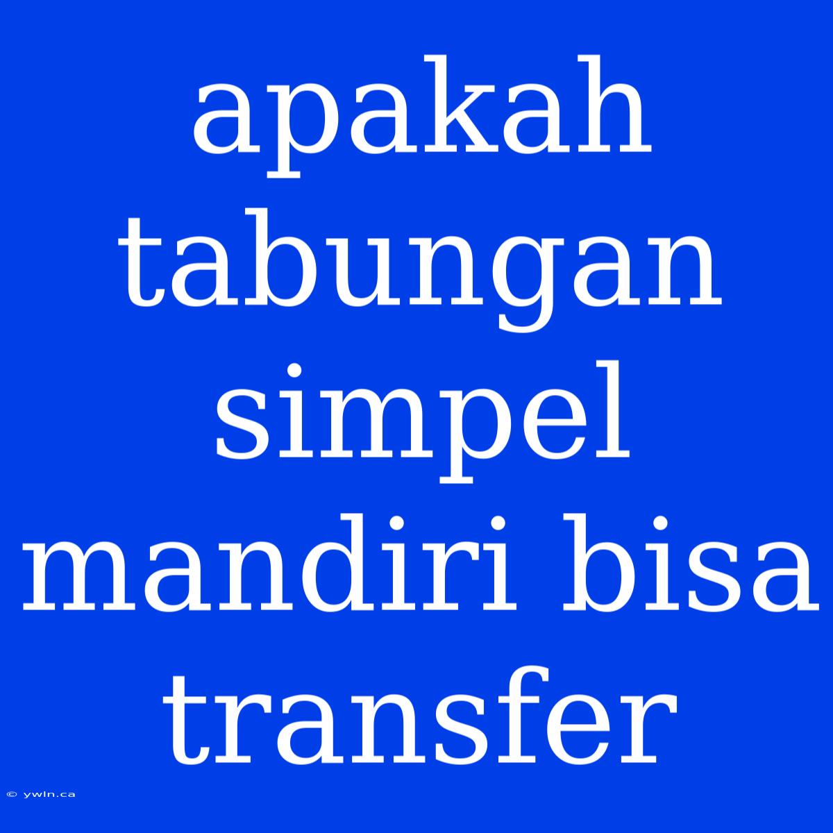 Apakah Tabungan Simpel Mandiri Bisa Transfer