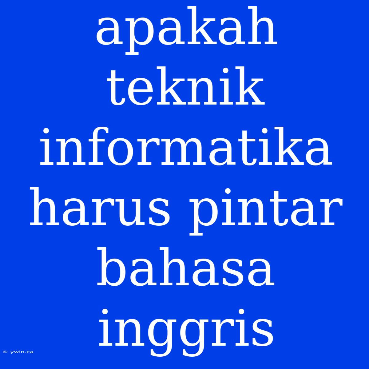 Apakah Teknik Informatika Harus Pintar Bahasa Inggris