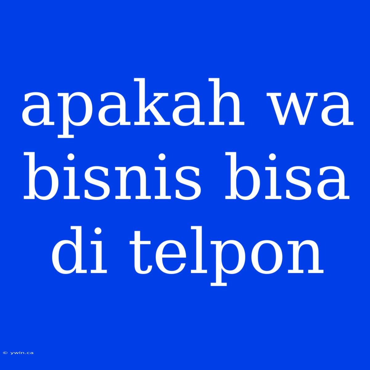 Apakah Wa Bisnis Bisa Di Telpon