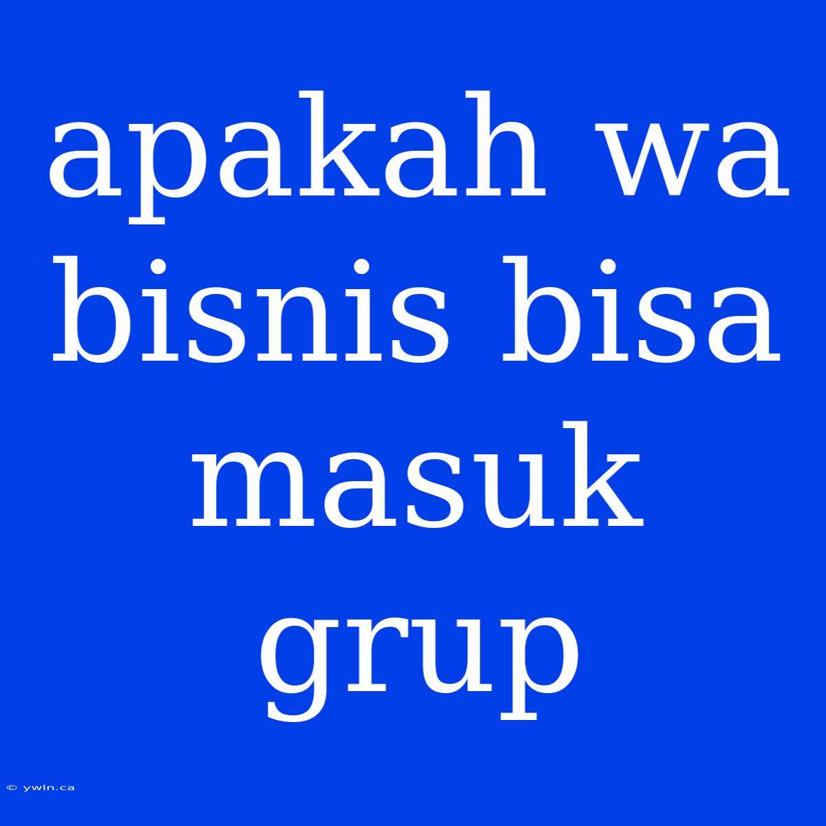 Apakah Wa Bisnis Bisa Masuk Grup