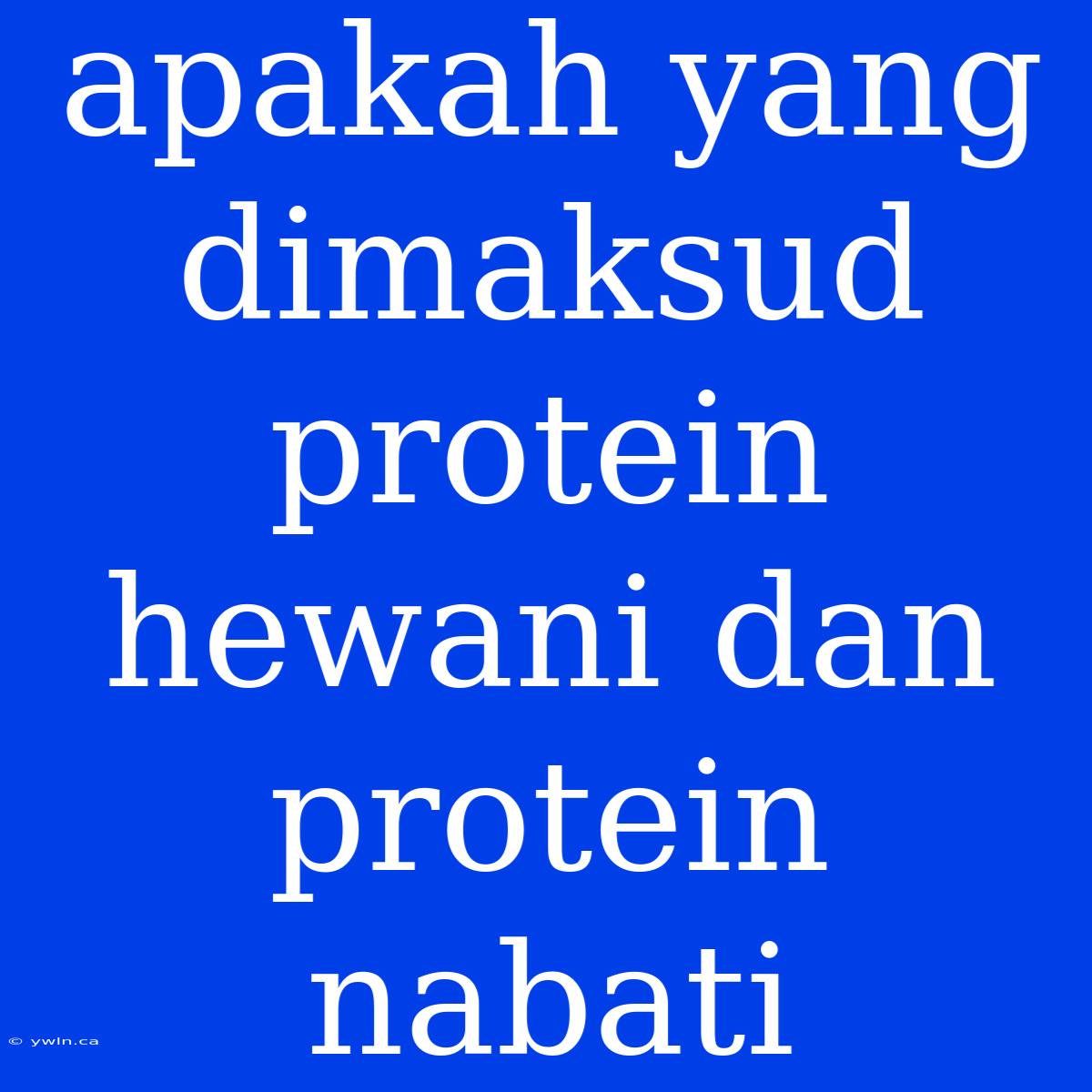 Apakah Yang Dimaksud Protein Hewani Dan Protein Nabati