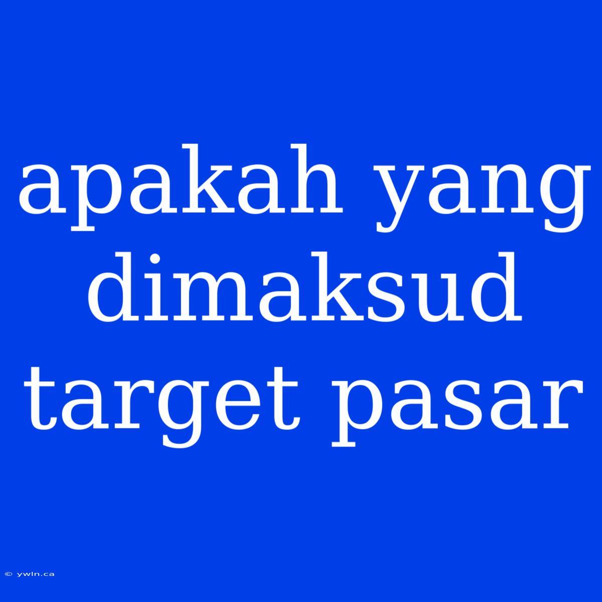 Apakah Yang Dimaksud Target Pasar