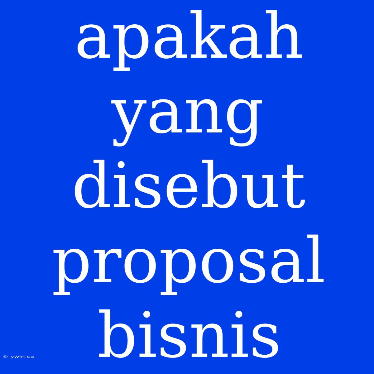 Apakah Yang Disebut Proposal Bisnis