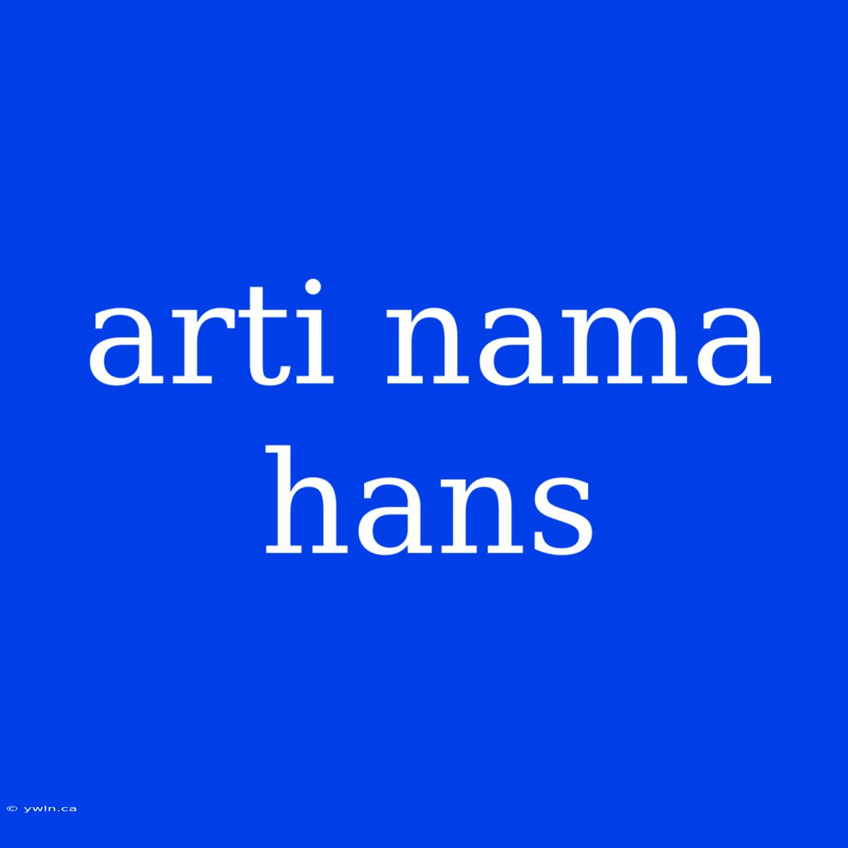 Arti Nama Hans