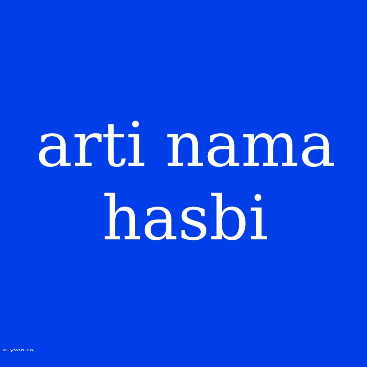 Arti Nama Hasbi