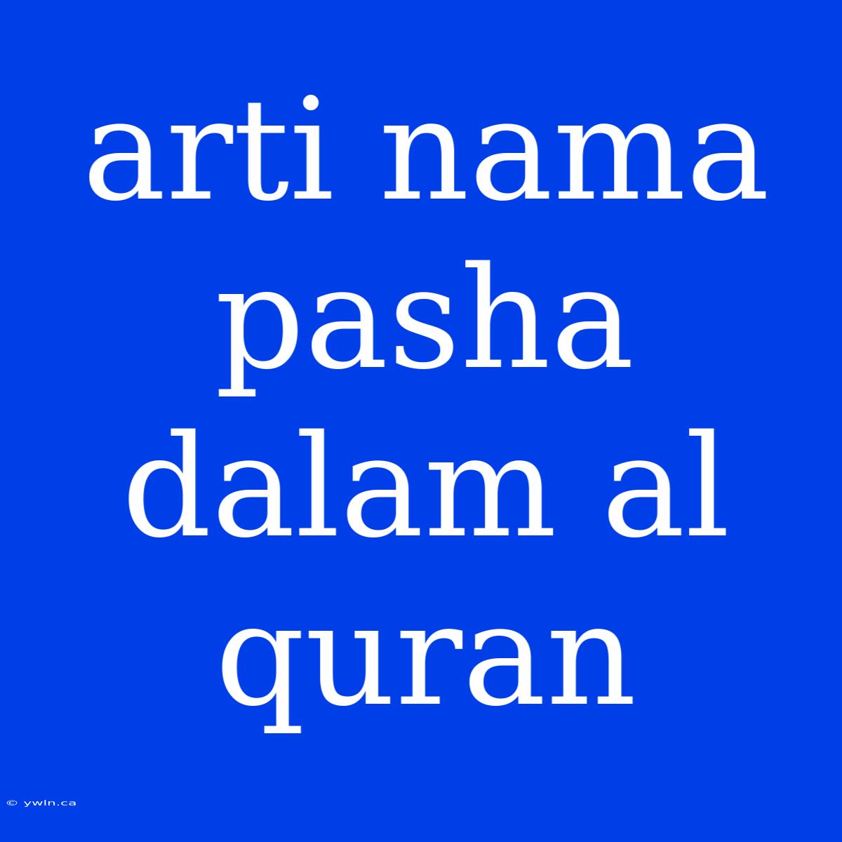 Arti Nama Pasha Dalam Al Quran