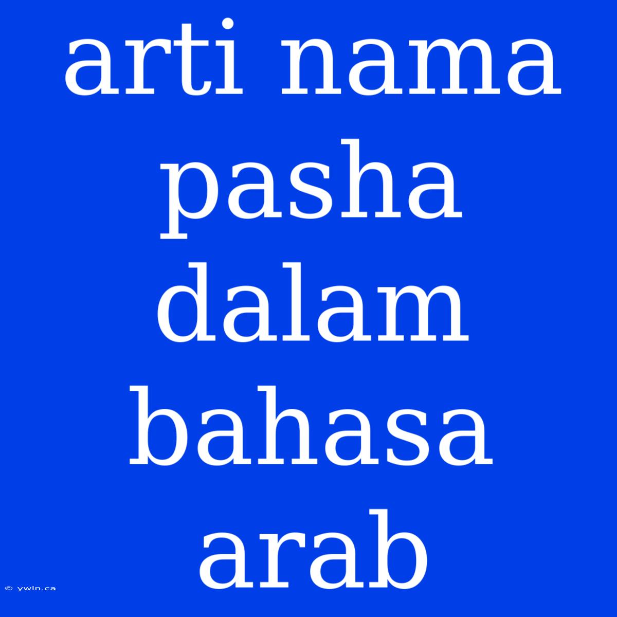 Arti Nama Pasha Dalam Bahasa Arab