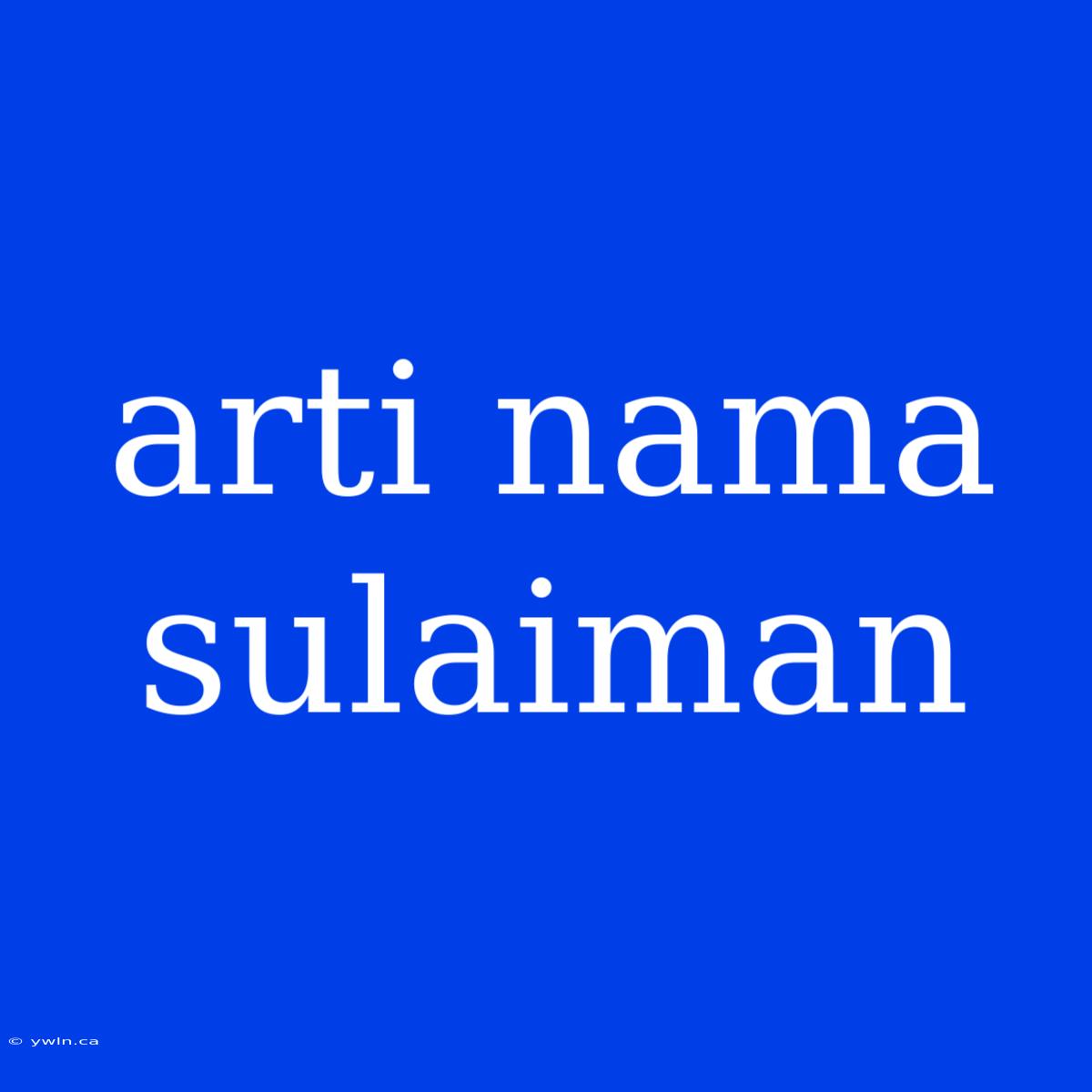 Arti Nama Sulaiman