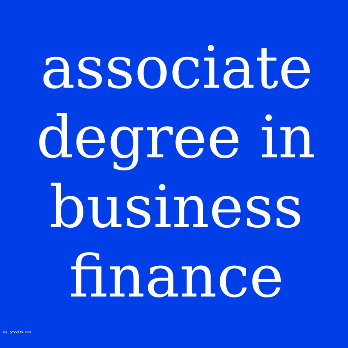 Associate Degree In Business Finance